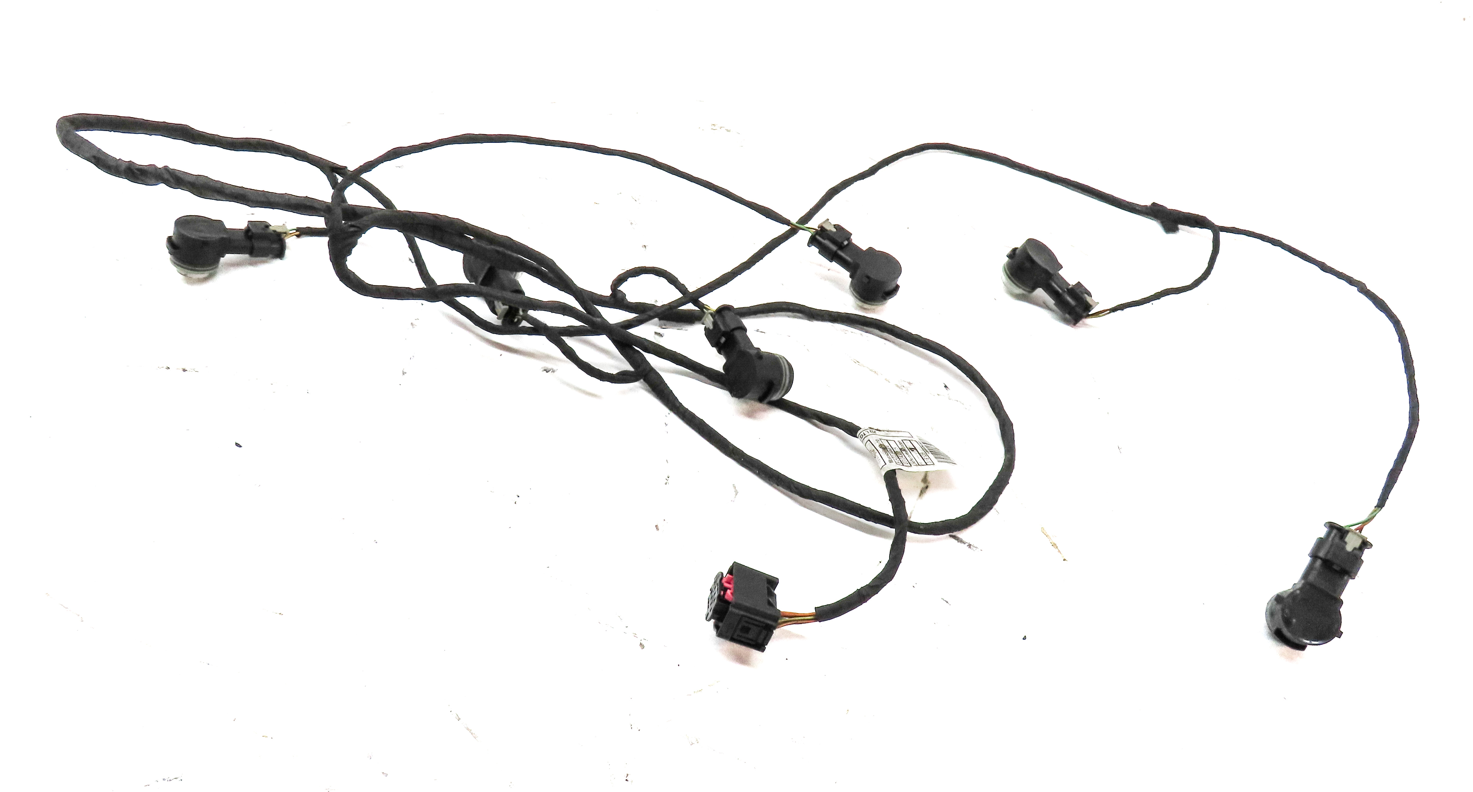 2016 BMW 750i G11 REAR SELF PARK ASSIST PDC SENSOR SET 6 (White) w/ WIRE HARNESS — exact item pictured